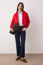 Trendyolmilla Kırmızı Regular Kalıp Crop Fermuarlı Kapüşonlu Kalın İçi Polarlı Örme Sweatshirt TWOAW26SW00045
