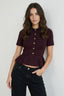 Mürdüm Peplum/Belden Oturmalı Düğme Detaylı Triko Bluz TWOSS26BZ00158