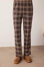 Trendyolmilla Bordo %100 Pamuklu Kalpli Ekoseli Örme Pijama Takımı THMAW26PT00063