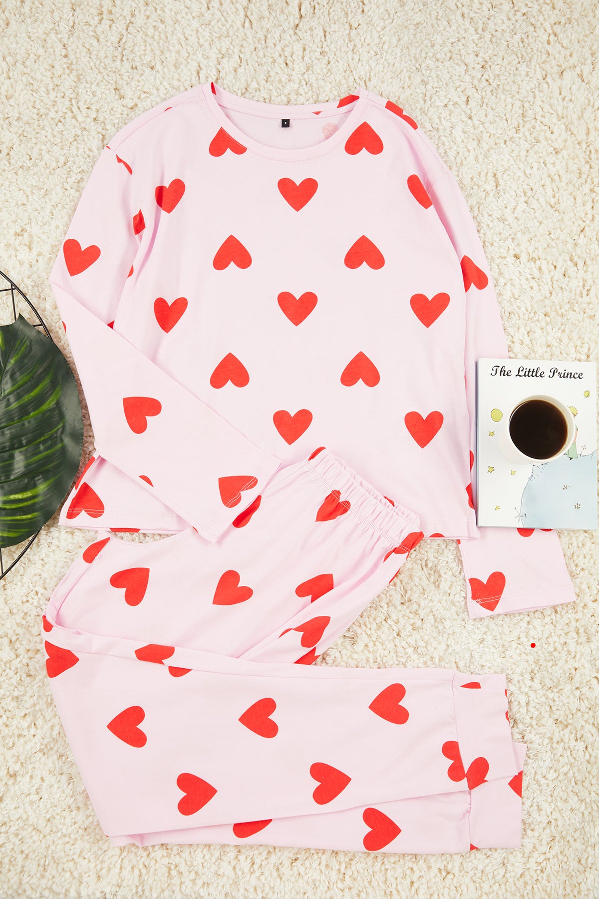 Trendyolmilla Kadın Mini Me/Anne Kız Pembe %100 Pamuklu Kalpli Örme Pijama Takımı THMAW21PT0566