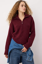 Trendyolmilla Wardrobe Essentials Taş Yumuşak Dokulu Geniş Kalıp Fermuarlı Triko Hırka | TWOAW26HI00092