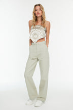 Trendyolmilla Siyah Cep Detaylı Yüksek Bel Wide Leg Jeans TWOAW22JE0595