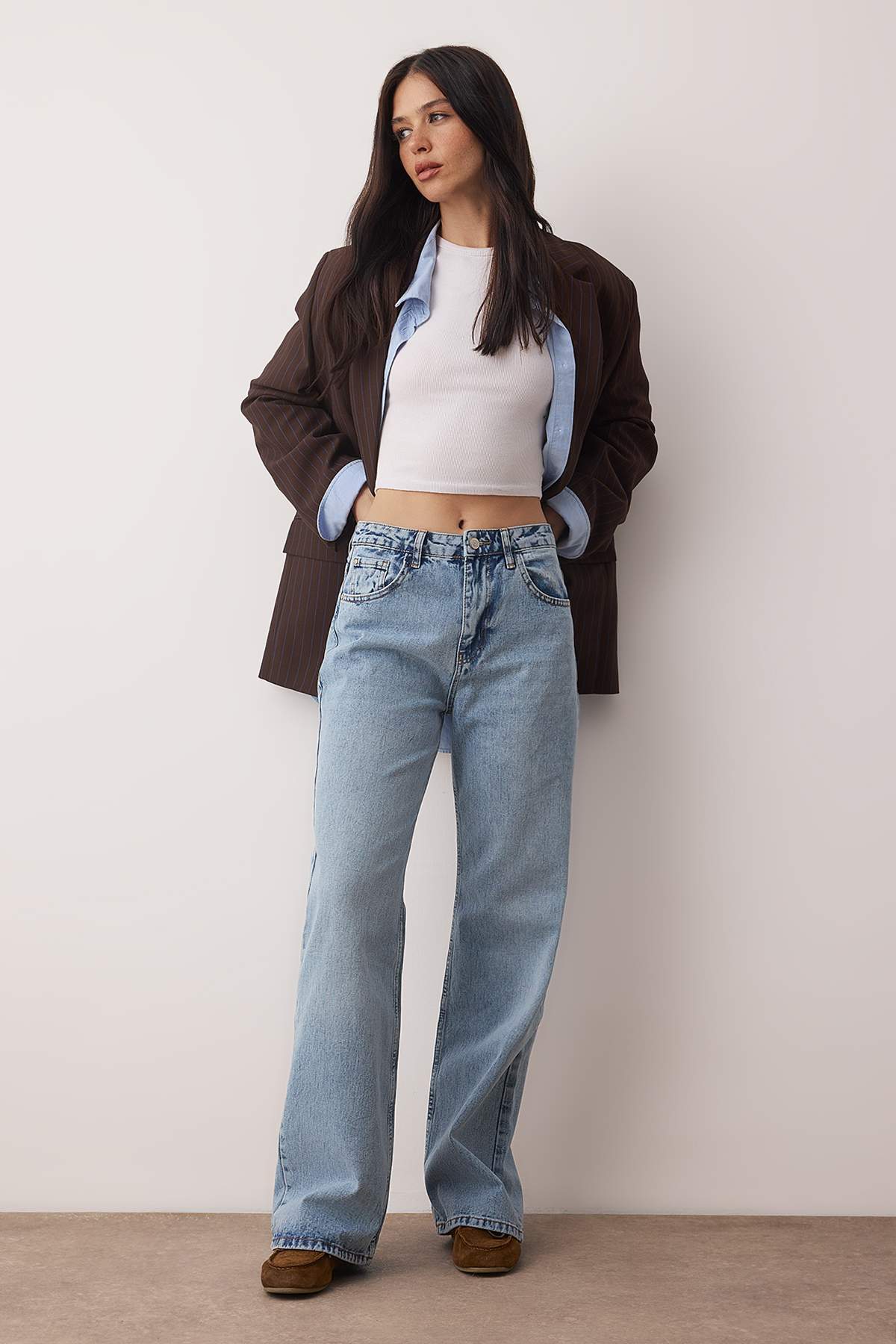 Trendyolmilla Mavi Yüksek Bel Wide Leg Palazzo Jeans TWOAW26JE00269