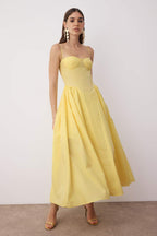 Trendyolmilla Açık Mavi A-Kesim Poplin Dokuma Midi Elbise TPRSS24EL00294
