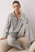 Trendyolmilla Lila-Çok Renkli Pamuklu Kalın/Kışlık Ekoseli Flanel Dokuma Pijama Takımı THMAW26PT00196