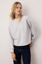 Trendyolmilla Lacivert Kalın İçi Polarlı Kurdele Detaylı Crop Boy Örme Sweatshirt TWOAW26SW00075
