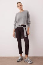 Gri Relaxed/Rahat Kalıp Dikiş Detaylı Örme Sweatshirt TWOAW26SW00237