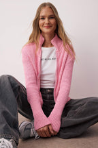 Trendyolmilla Wardrobe Essentials Turuncu Fermuarlı Dik Yaka Yumuşak Dokulu Pamuklu Triko Hırka TWOAW26HI00088
