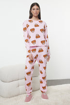 Trendyolmilla Haki %100 Pamuklu Ayıcıklı Desenli Örme Pijama Takımı THMAW23PT00514