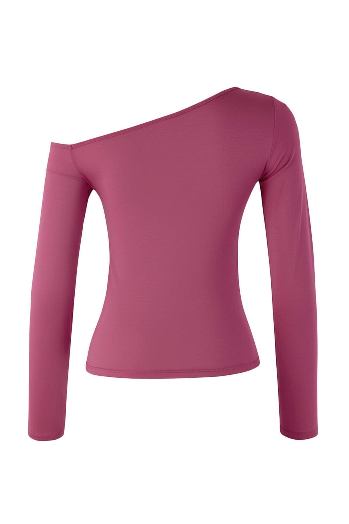 Trendyolmilla Haki Fitted Düşük Omuzlu Aksesuar Detaylı Asimetrik Yaka Esnek Örme Bluz TWOAW26BZ00075