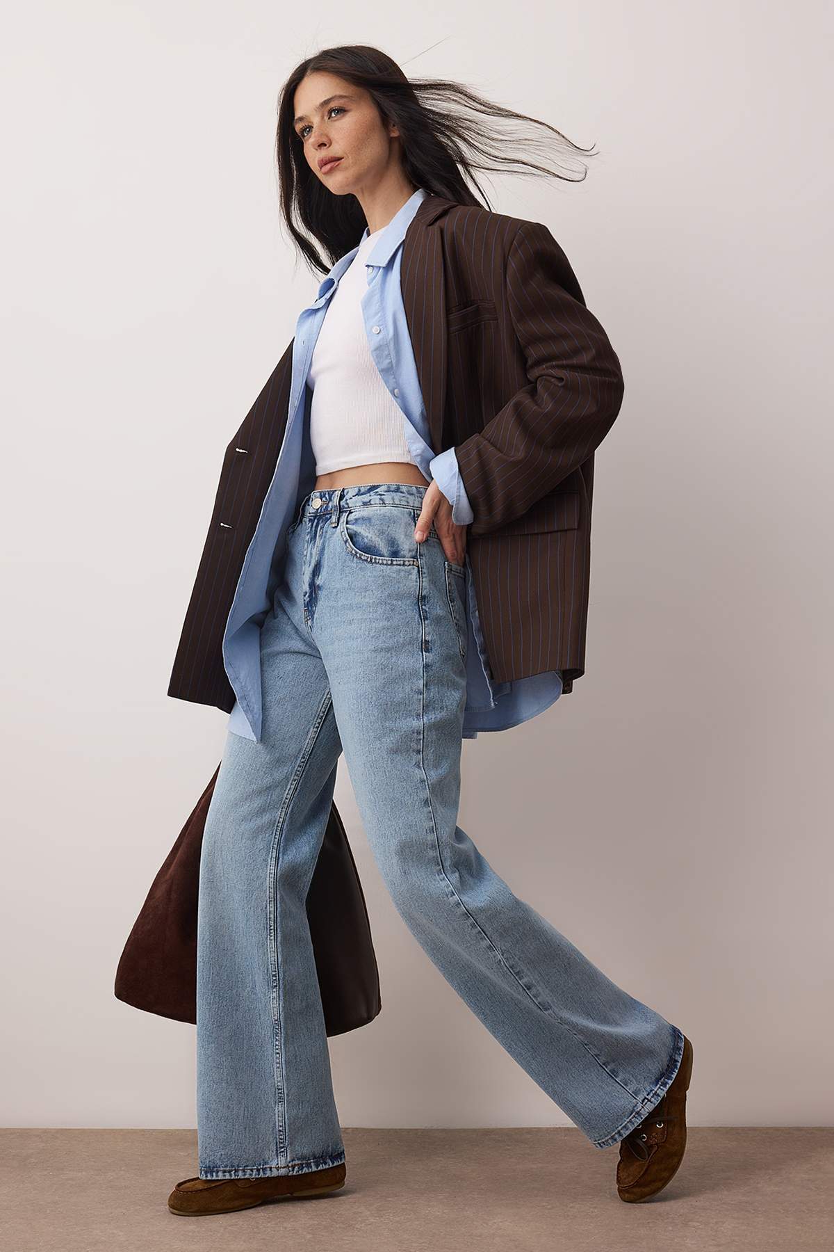 Trendyolmilla Mavi Yüksek Bel Wide Leg Palazzo Jeans TWOAW26JE00269