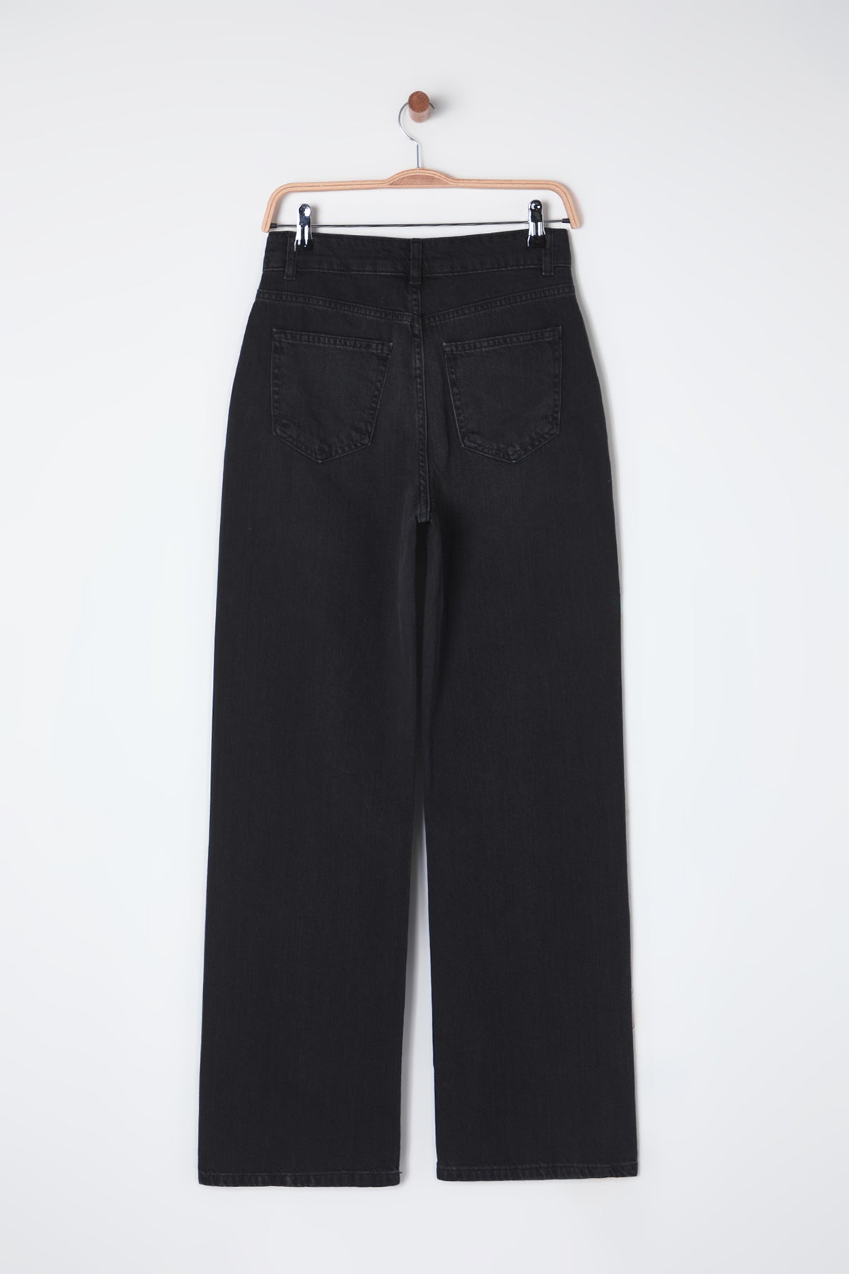 Siyah Yüksek Bel Wide Leg Geniş Paça %100 Pamuk Non-Stretch Jeans TWOSS25JE00060