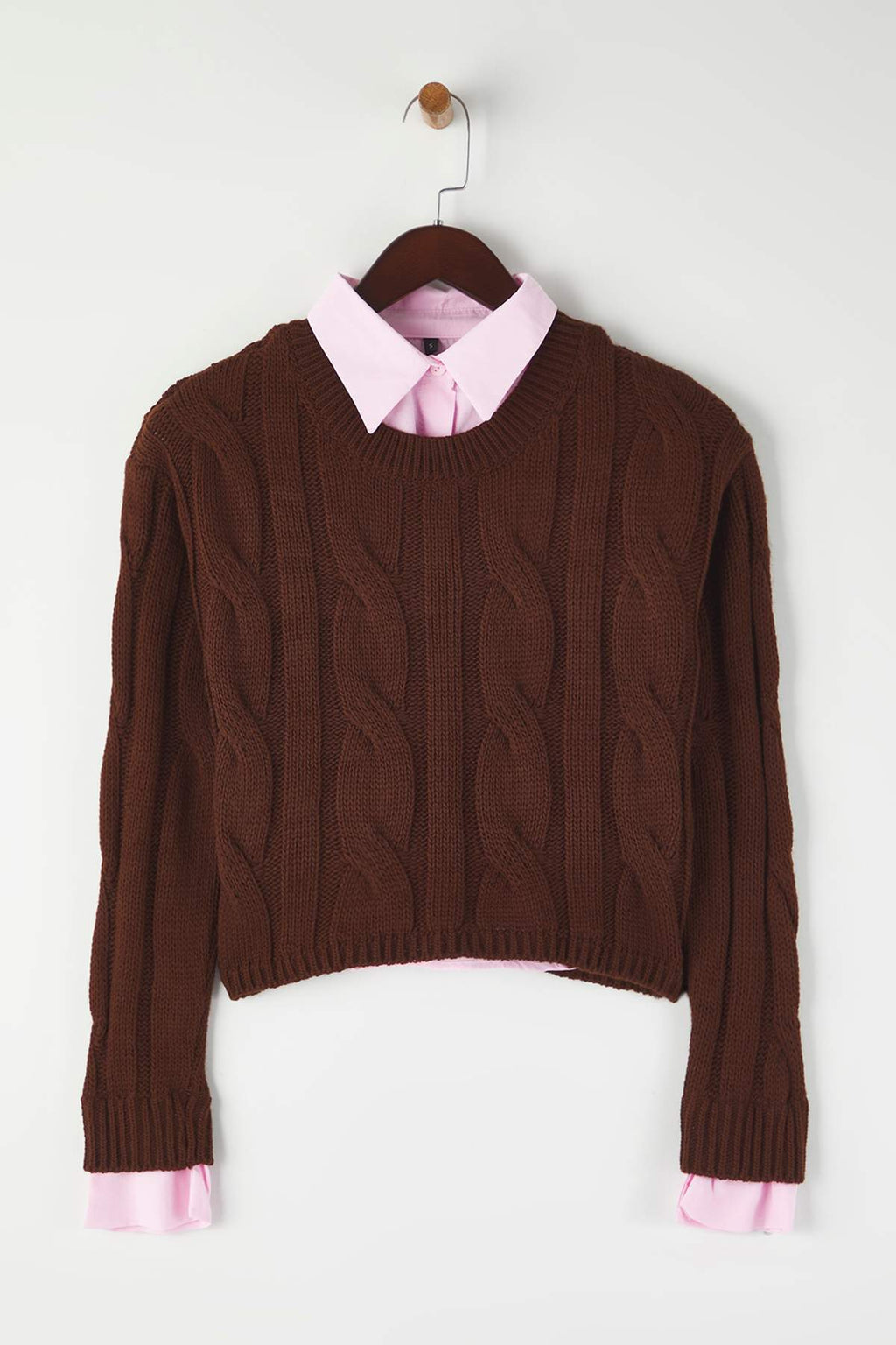 Trendyolmilla Teen Koyu Gri Gömlek Garnili Detaylı Crop Triko Kazak TWOAW26KZ00047