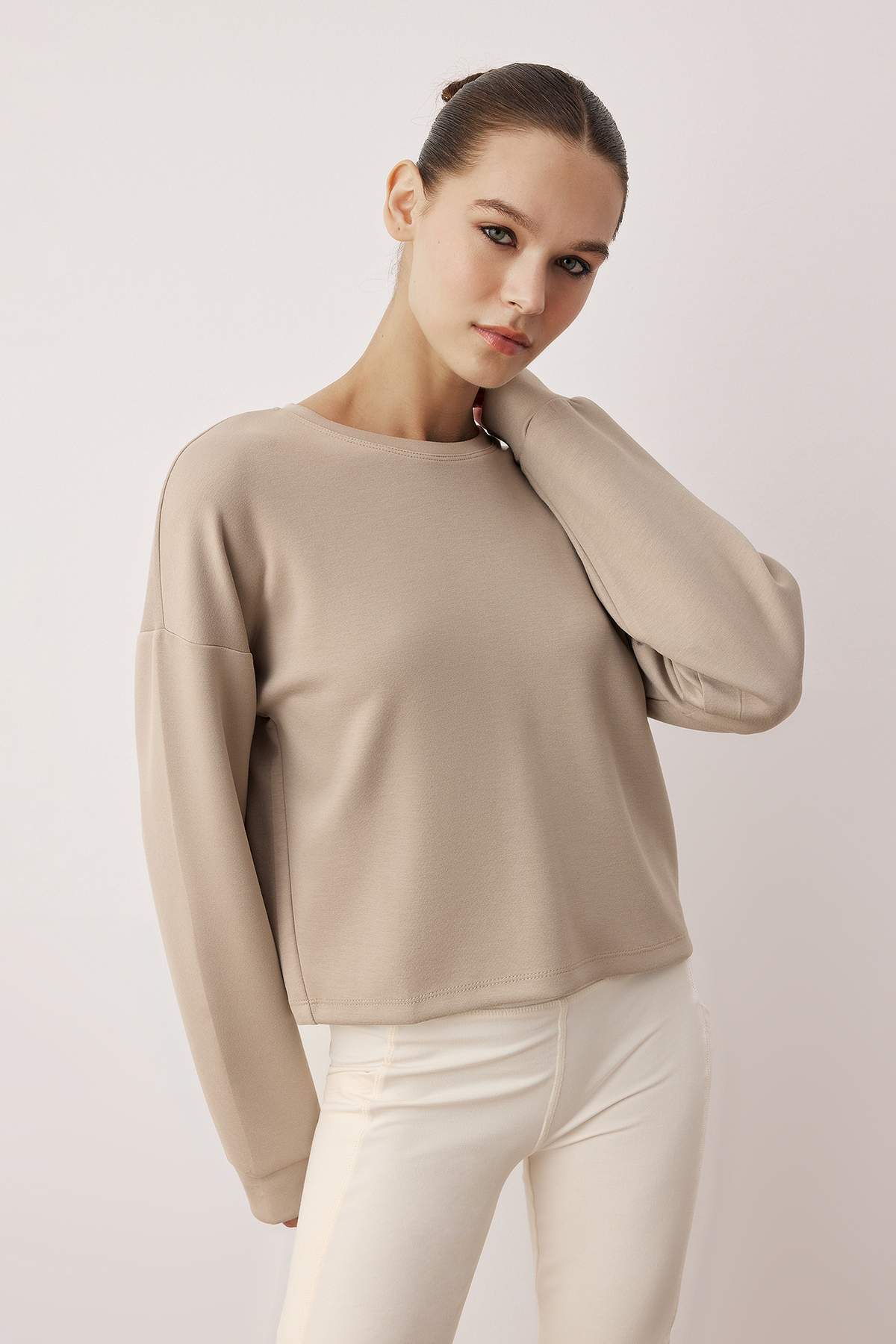 Trendyolmilla Kahverengi İnterlok Regular Sweatshirt THMAW26SW00003