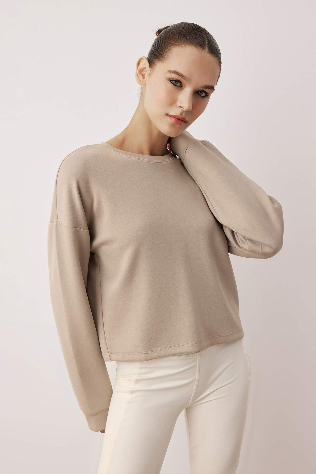 Trendyolmilla Kahverengi İnterlok Regular Sweatshirt THMAW26SW00003