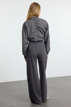 Trendyolmilla Gri Ince Ekstra Yüksek Bel Wide Leg/Geniş Kesim Pantolon TWOAW25PL00026
