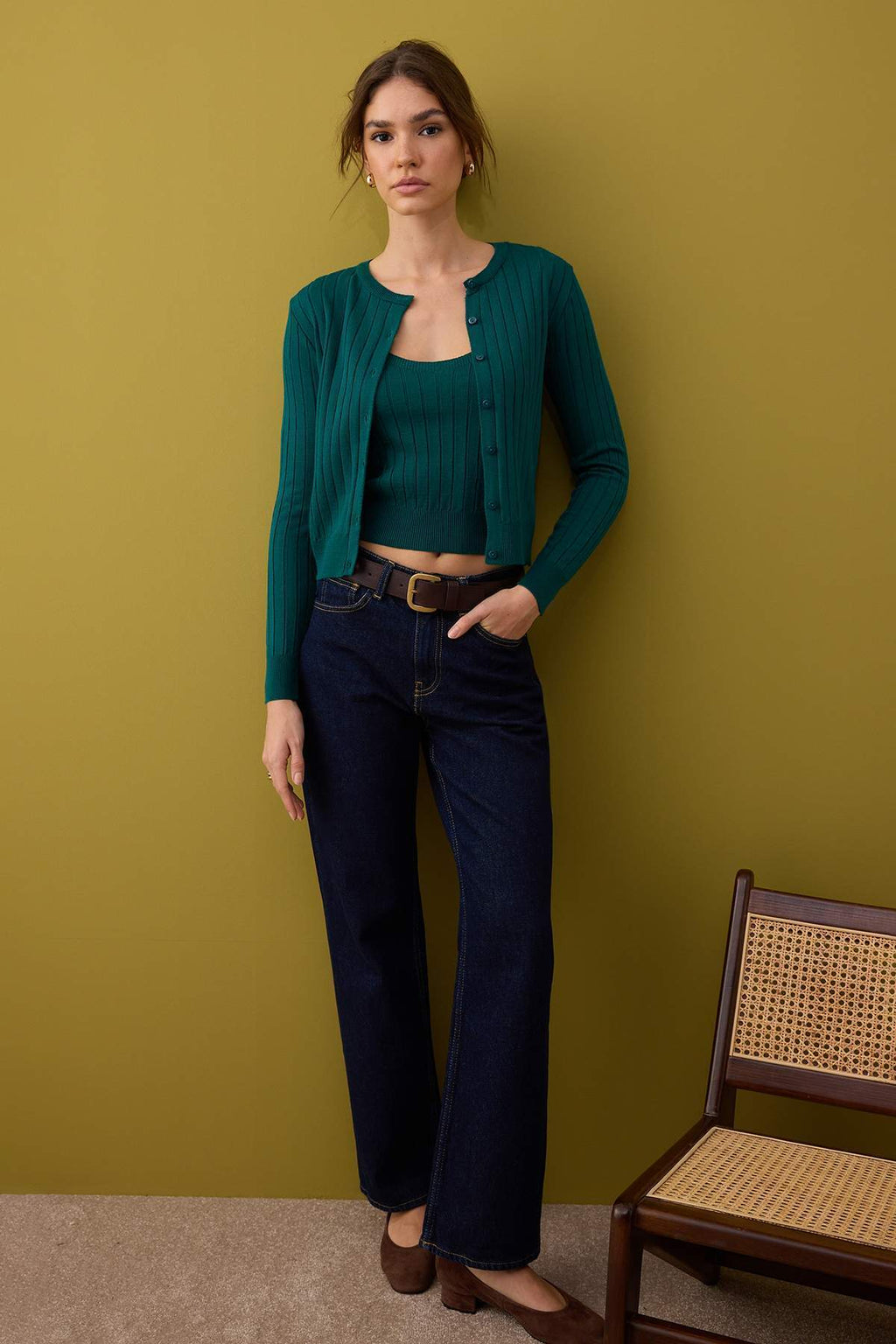 Trendyolmilla Bebe Mavisi 2'li Basic Triko Hırka-Bluz Takım TWOAW26HI00213