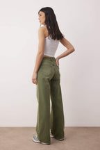Trendyolmilla Petrol Yüksek Bel Vintage Yıkama Özel Renk Denim Wide Leg/Geniş Paça Jeans TWOAW26JE00110
