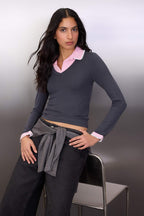 Trendyolmilla Kahverengi Ekose/Kareli Fitted/Vücuda Oturan Dokuma Detaylı Örme Bluz TWOAW26BZ00008