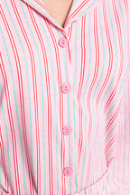 Trendyolmilla Mavi %100 Pamuklu Çizgili Gömlek-Pantolon Örme Pijama Takımı THMAW24PT00144
