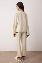 Ekru Viskon Dokuma Pijama Takımı THMAW26PT00226