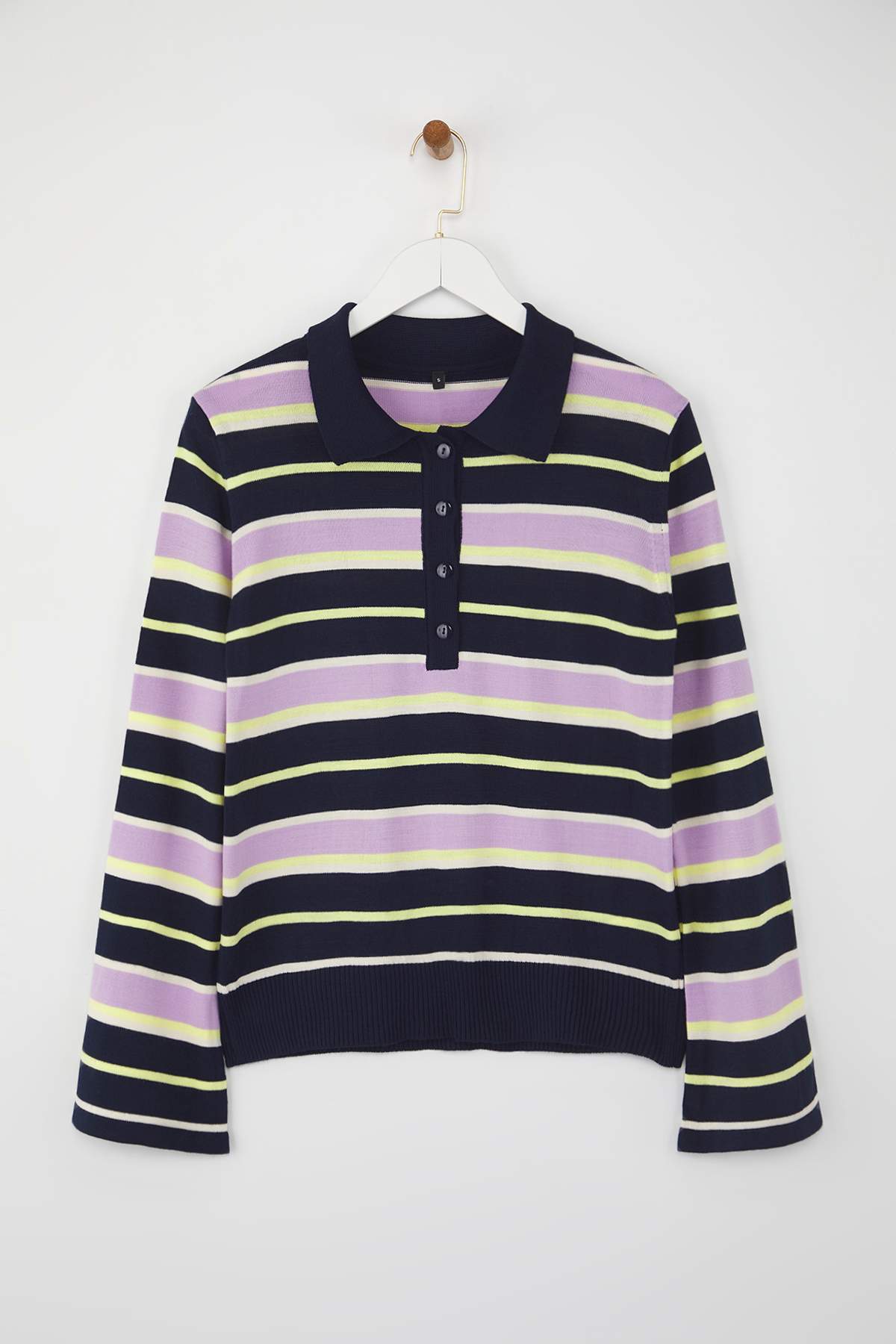 Trendyolmilla Teen Siyah*001 Polo Yaka Düz Triko Kazak TWOAW26KZ00121