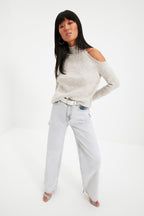 Trendyolmilla Lacivert Simli Pencere/Cut Out Detaylı Triko Kazak TWOAW20XS0006