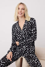 Trendyolmilla Pudra %100 Pamuklu Leopar Desenli Gömlek-Pantolon Örme Pijama Takımı THMAW21PT0489