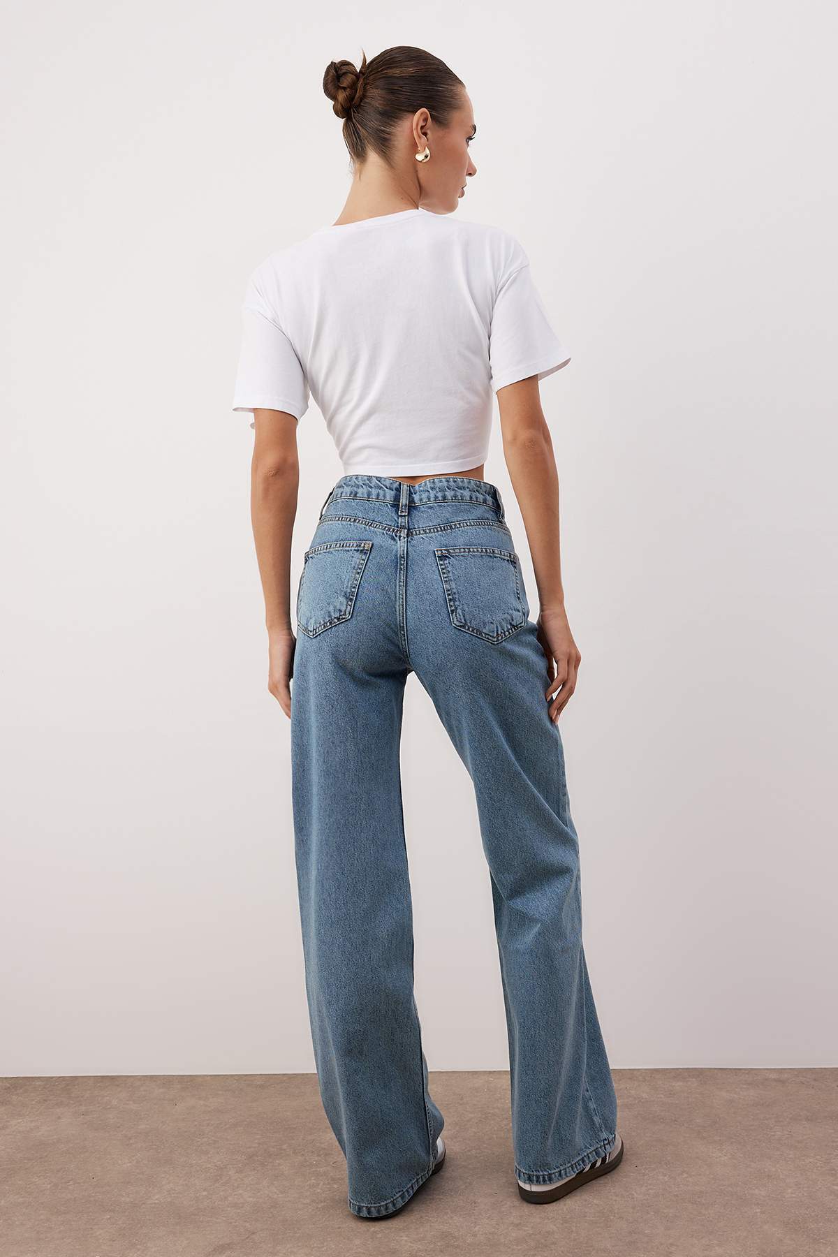 Mavi Kemerli Yüksek Bel Wide Leg Jeans TWOAW26JE00274