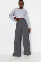 Trendyolmilla Siyah Palazzo/Extra Geniş Paça Dokuma Kumaş Pantolon TWOSS23PL00062