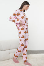 Trendyolmilla Haki %100 Pamuklu Ayıcıklı Desenli Örme Pijama Takımı THMAW23PT00514