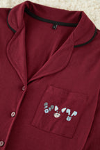 Trendyolmilla Gri %100 Pamuklu Biye ve Cep Detaylı Baskılı Örme Pijama Takımı THMAW22PT0785