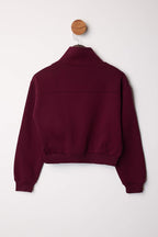 Trendyolmilla Siyah Kalın İçi Polarlı Dik Yaka Yarım Pat Fermuarı Crop Örme Sweatshirt TWOAW26SW00233