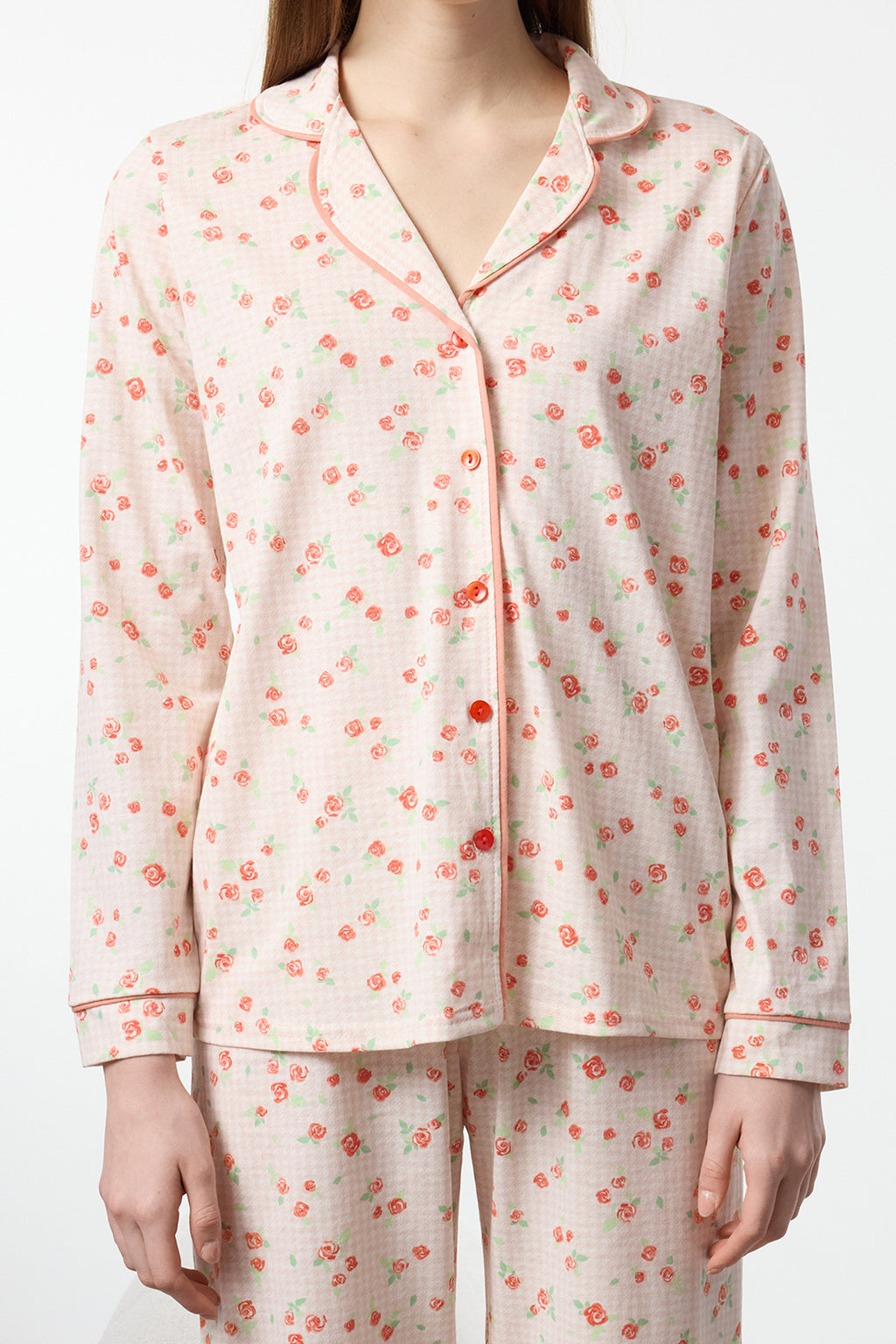 Trendyolmilla Pembe %100 Pamuklu Çiçekli Biyeli Örme Pijama Takımı THMAW25PT00202