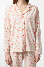 Trendyolmilla Pembe %100 Pamuklu Çiçekli Biyeli Örme Pijama Takımı THMAW25PT00202