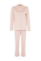 Pudra %100 Pamuklu Baskılı Örme Pijama Takımı THMAW20PT0265