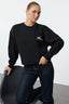 Trendyolmilla Siyah Animal Nakışlı Regular/Normal Kalıp Kalın İçi Polarlı Örme Sweatshirt TWOAW24SW00196
