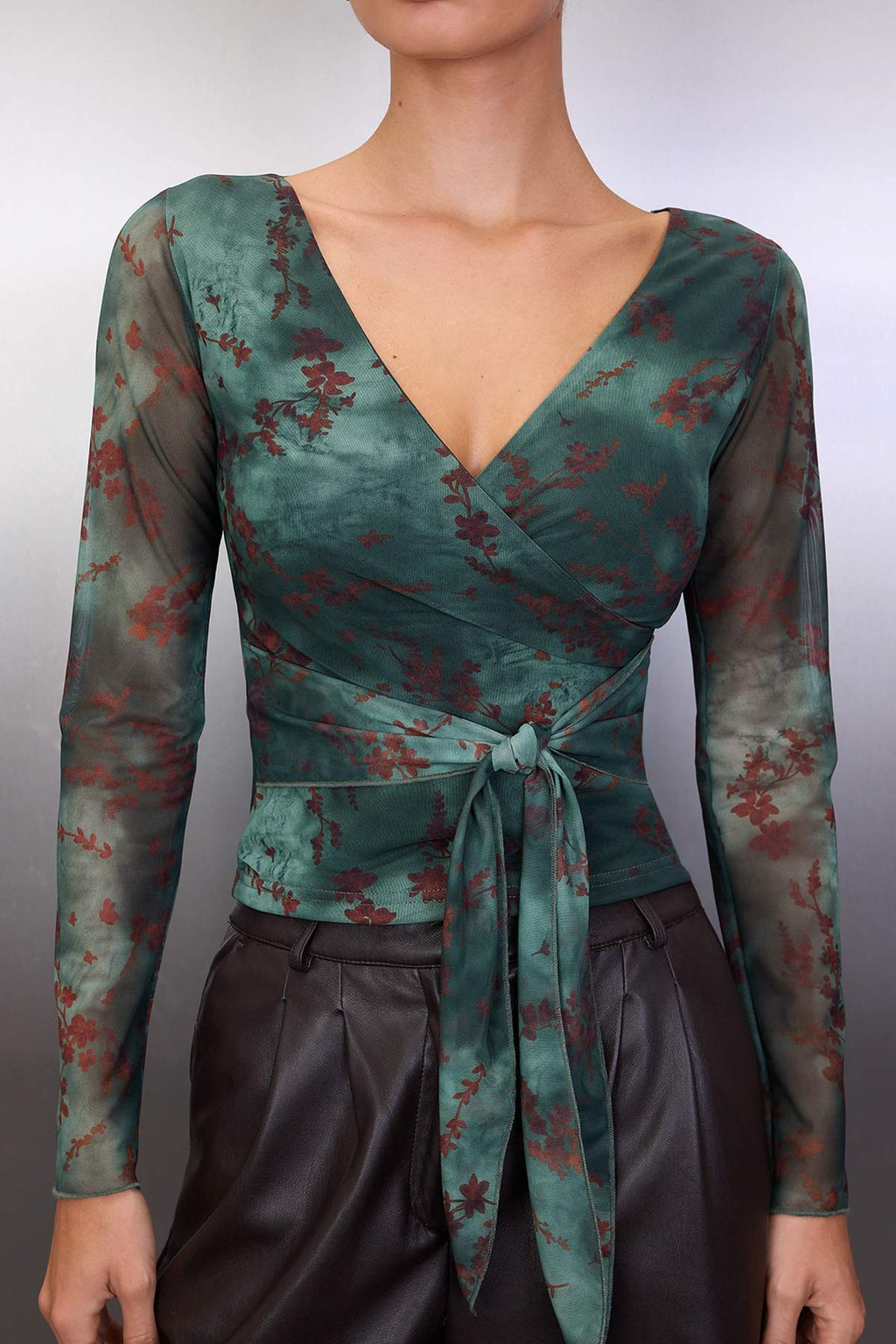 Trendyolmilla Teen Kahverengi Animal Anvelop Fitted/Vücuda Oturan Örme Bluz TWOAW26BZ00226