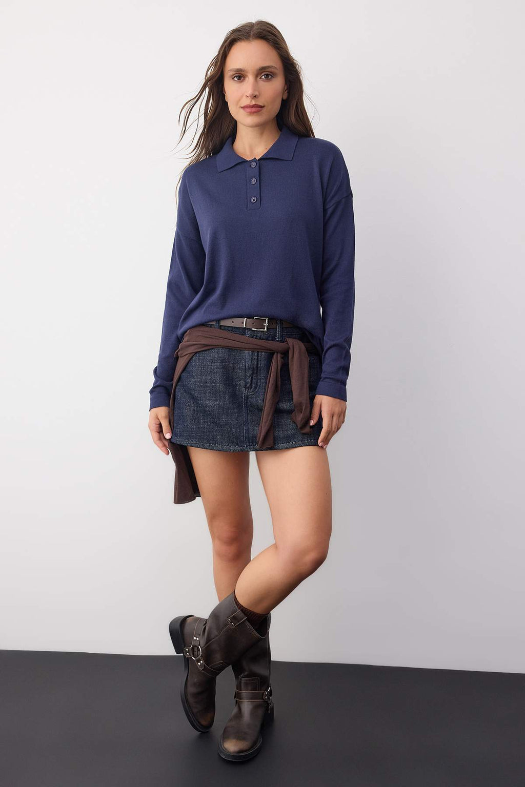 Trendyolmilla Wardrobe Essentials Yeşil Premium İplik/Özel İplikli Geniş Kalıp Çizgili Triko Kazak TWOAW26KZ00195