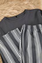 Trendyolmilla Antrasit Pamuklu Çizgili Örme Pijama Takımı THMAW25PT00188