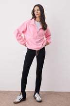 Trendyolmilla Açık Mavi  Fermuarlı Dik Yaka Polar Regular/Normal Kesim Örme Sweatshirt TWOAW21SW0758