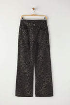 Çok Renkli Leopar Desenli Yüksek Bel Wide Leg Geniş Paça Jeans TWOAW26JE00154