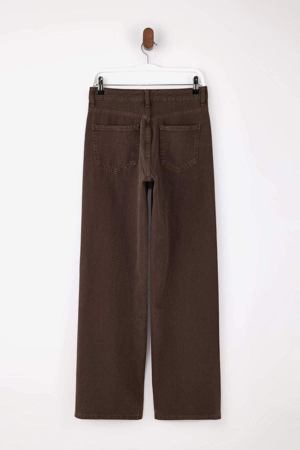 Kahverengi %100 Pamuk Yıkama Efekli Normal Bel Wide Leg Jeans TWOSS26JE00058