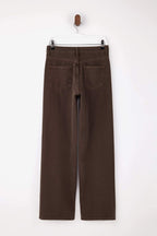 Kahverengi %100 Pamuk Yıkama Efekli Normal Bel Wide Leg Jeans TWOSS26JE00058