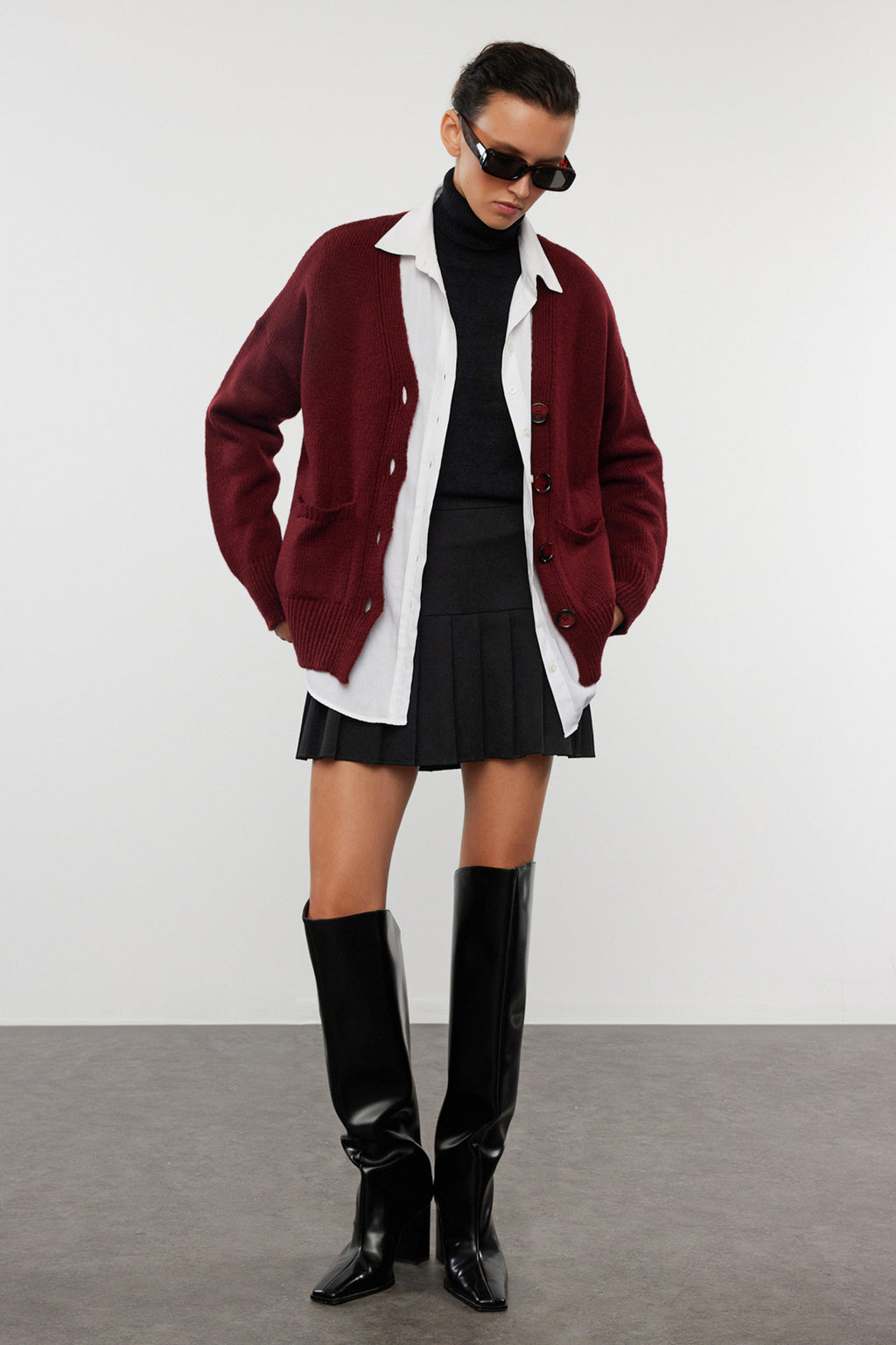 Trendyolmilla Bordo Basic Yumuşak Dokulu Triko Hırka TWOAW20HI0213