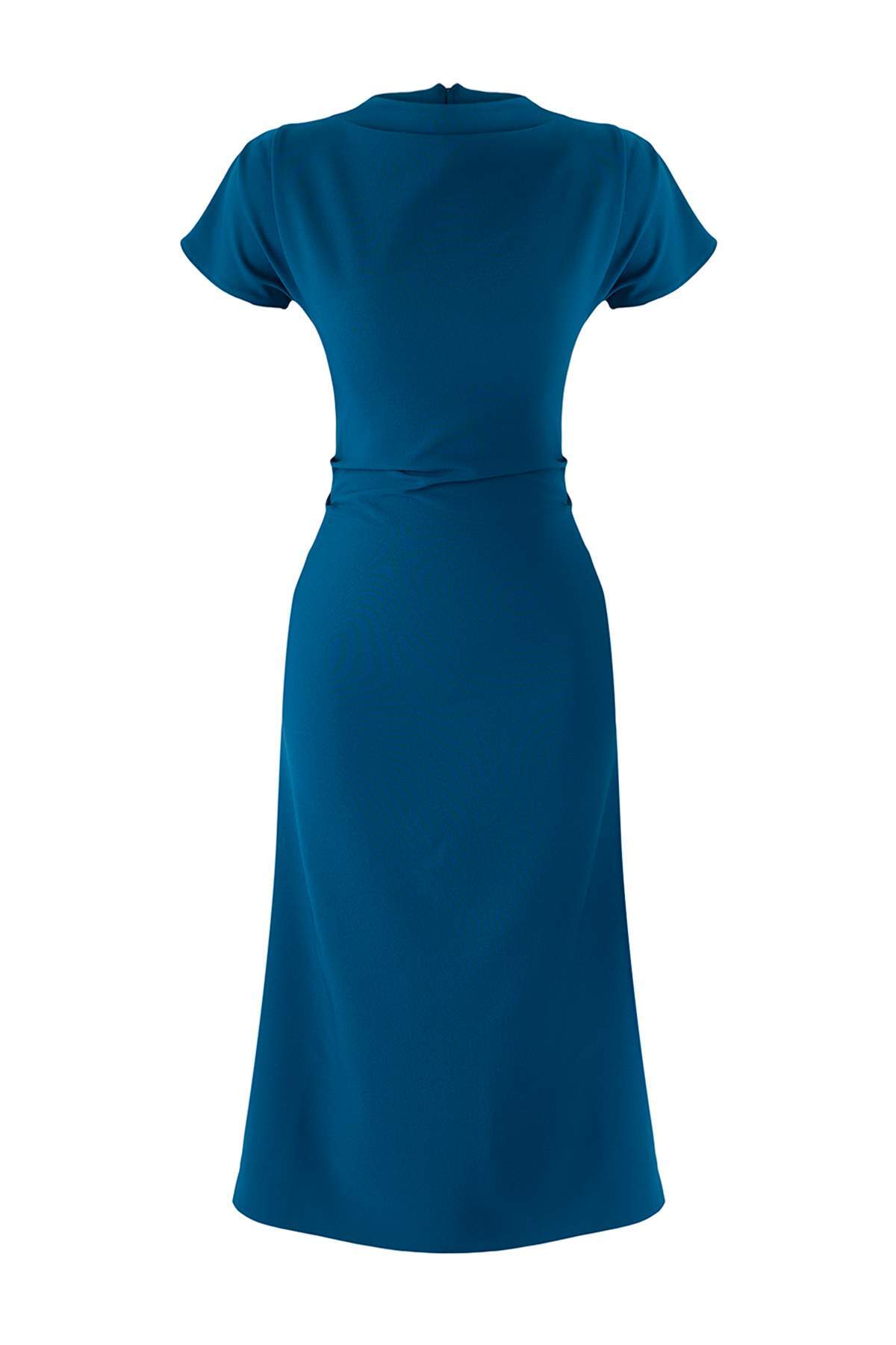 Trendyolmilla Siyah A Kesim Degaje Yaka Midi Dokuma Elbise TWOAW25EL00393