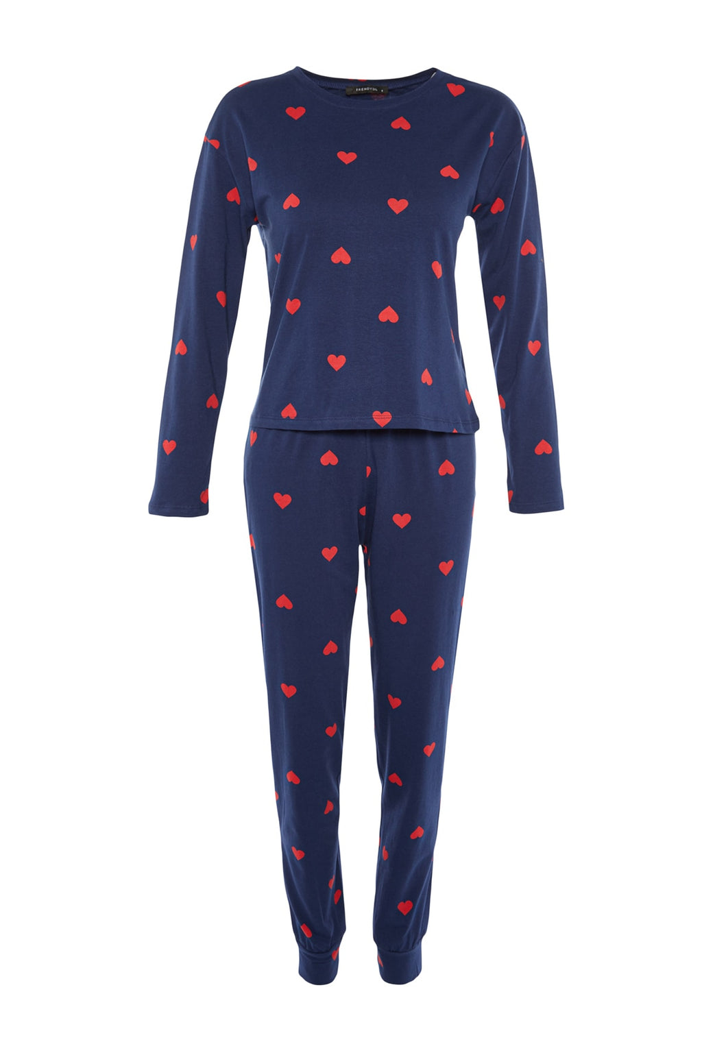 Trendyolmilla Kadın Mini Me/Anne Kız Pembe %100 Pamuklu Kalpli Örme Pijama Takımı THMAW21PT0566