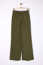 Trendyolmilla Bej Yumuşak Tuşeli Wide Leg/Geniş Paça Dokuma Pantolon TWOSS25PL00004