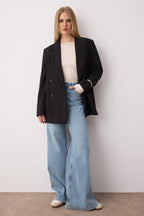 Trendyolmilla Açık Mavi Paça Detaylı Yüksek Bel Wide Leg Comfort Jeans TWOAW26JE00000