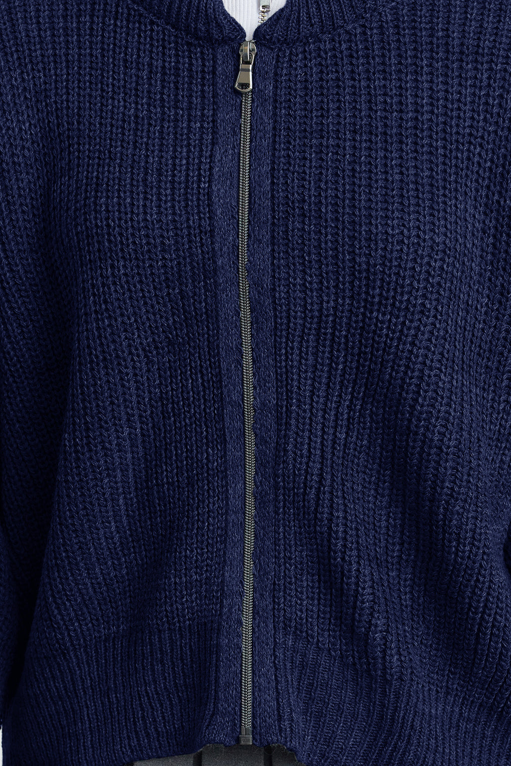 Trendyolmilla Indigo Geniş Kalıp Bomber Yaka Fermuarlı Triko Hırka TWOAW24HI00153